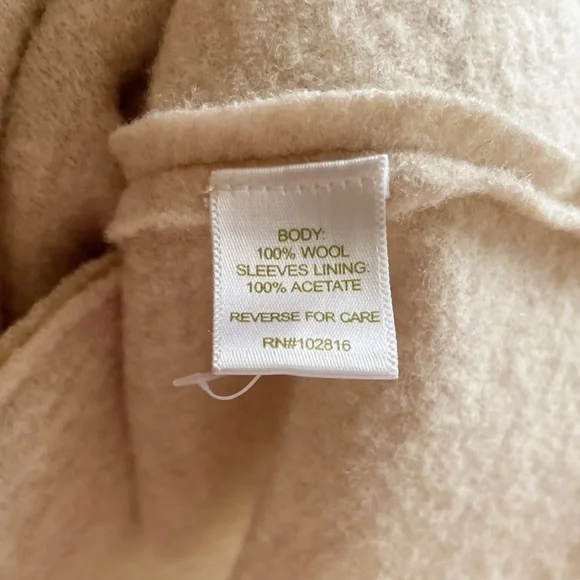 Garnet Hill Boiled Wool Asymmetrical Crossover Hook Close Jacket Ivory size 4 4P - Picture 7 of 9